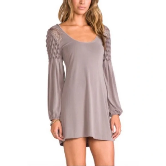 Free People Jessies Mini Dress Lace Long Sleeve Bohemian Brown Size XS - Picture 3 of 11
